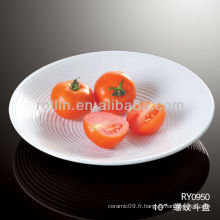 Plate-forme de soupe profonde en porcelaine blanche ronde